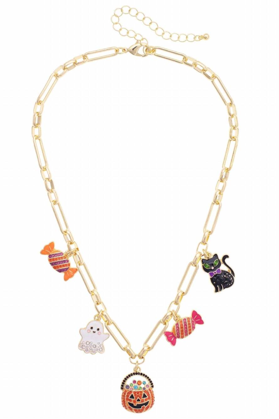 NEW CANVAS STYLE women's halloween enamel charm necklace in gold